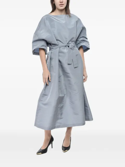 SUPER BLOND belted silk-organza midi dress Blue DRESSTR26
