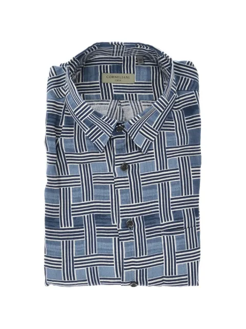 Corneliani Circle basketweave-pattern shirt Blue 91PH013111965001