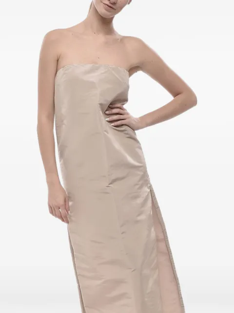 SUPER BLOND strapless side-slit midi dress Pink DRESSBNUDE