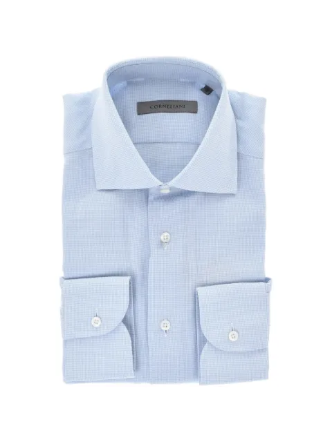 Corneliani mini-check french-collar shirt Blue 91P1002111267003