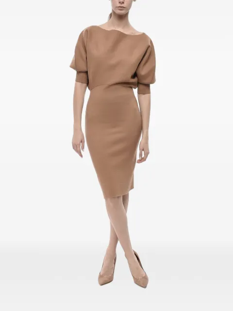 SUPER BLOND batwing-sleeve knit midi dress Brown 24WNDKD600FU002