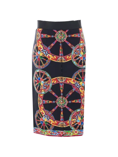 Dolce & Gabbana Carretto-print midi skirt Black F4K33TGDDTA