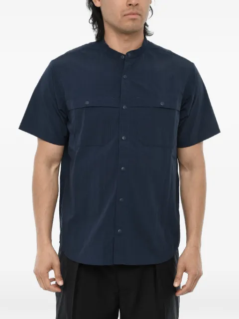 Woolrich short-sleeve mandarin-collar shirt Blue CFWJSI0019MRUT2760