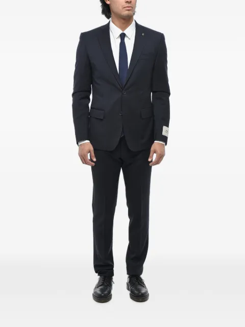 Corneliani jacquard flap-pockets two-piece suit Blue 277R292767410002