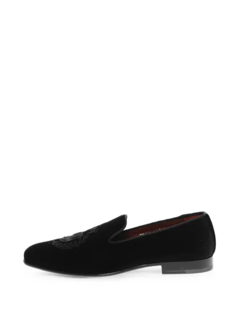Corneliani embroidered velvet loafers Black 83HS109120987