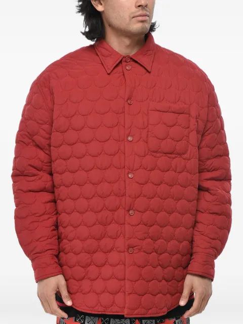 Off-White quilted logo-patch jacket Red OMES002F23FAB0012900