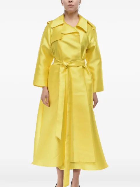 SUPER BLOND satin-finish wrap trench coat Yellow TRENCHLANVINGIALLO