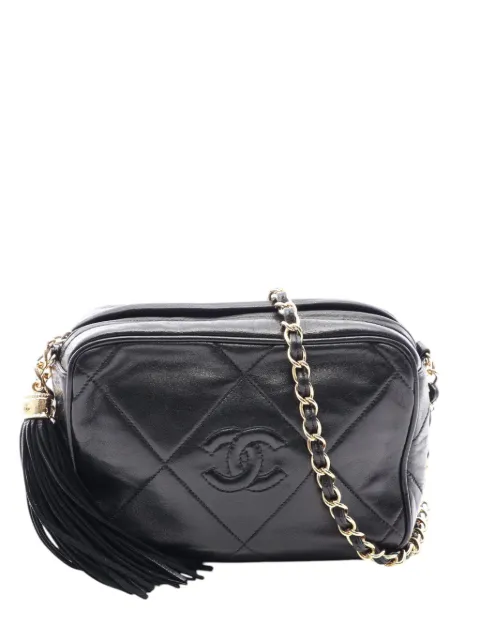 CHANEL Pre-Owned 1986-1988 CC Quilted Lambskin Tassel Camera Bag crossbody bag Black UNUPRROB4EFXUU8V