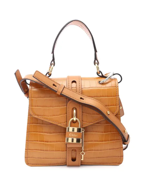 Chloé Pre-Owned 2010-2026 Crocodile Embossed Aby satchel Brown R0T8GCWSVBT4EDXV
