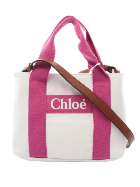 Chloé Pre-Owned 2010-2026 Small Canvas Kids Logo satchel White M37VMW530OZ9QZW4
