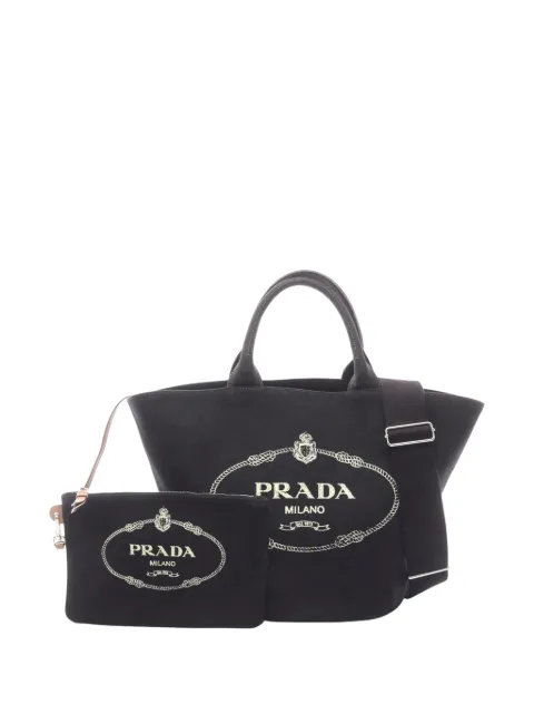 Prada Pre-Owned 2013-2026 Canvas Canapa Logo satchel Black MVRW1ECK87CJQITI