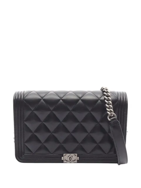 CHANEL Pre-Owned 2021 Quilted Lambskin Boy Wallet On Chain shoulder bag Black K2VWBMSL375IB3FD