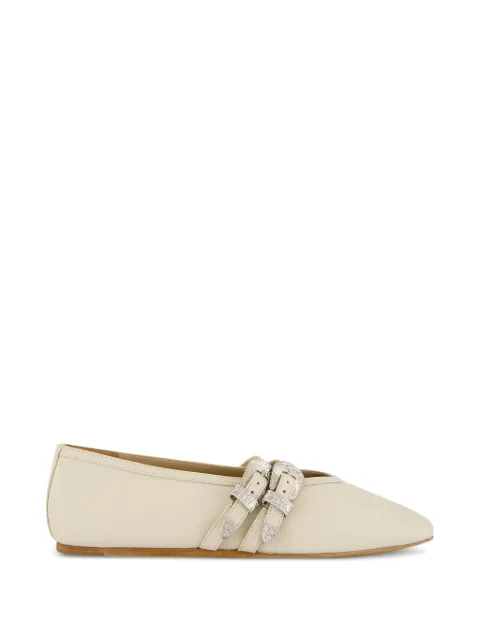 Le Monde Beryl Claudia buckled leather ballet flats Neutrals BCSLEA