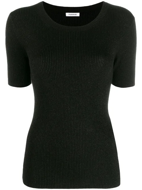 P.A.R.O.S.H. ribbed-knit short-sleeve T-shirt Black D510795LONG