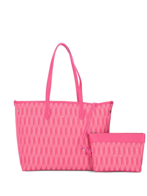 Au Départ Tote 47 monogram-jacquard leather-trim tote bag Pink BWTT005