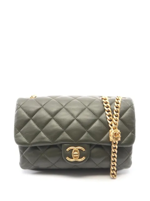 CHANEL Pre-Owned 2021-2026 Small Quilted Lambskin Pillow Crush Flap crossbody bag Brown LOFYTIGJUXDCDN8W