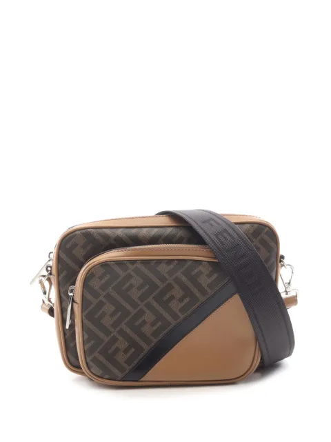 Fendi Pre-Owned 2010-2020 Shiny Glazed Fabric FF 1974 Diagonal Duo Camera Bag crossbody bag Brown 7V0OO5884IF5HEO1