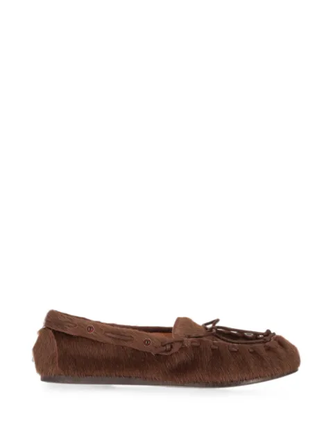 P.A.R.O.S.H. calf-hair bow-detail loafers Brown D070283POKSHOE