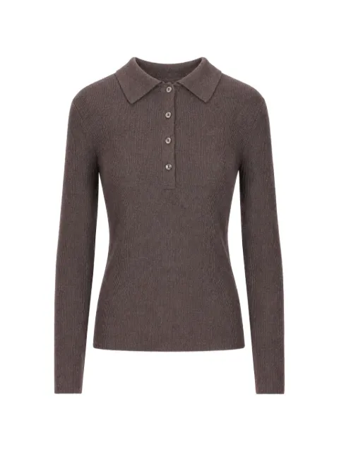 P.A.R.O.S.H. ribbed-knit polo top Brown D540508LONG