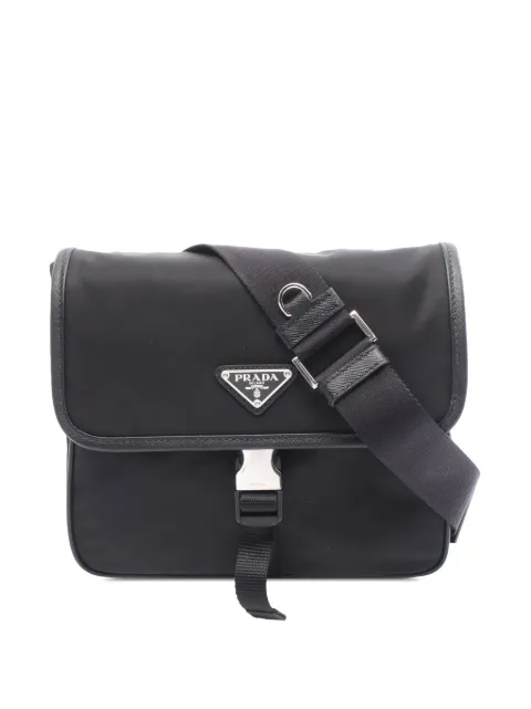 Prada Pre-Owned 2013-2026 Saffiano Trimmed Tessuto Messenger Bag crossbody bag Black RAM9UXX8WV8T9CZ0