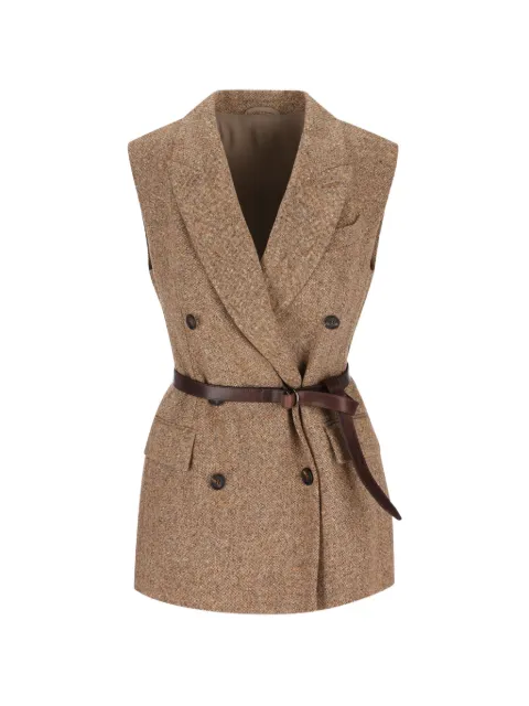 Brunello Cucinelli belted double-breasted waistcoat Brown MD0027123C016