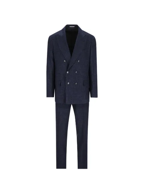Brunello Cucinelli check double-breasted suit Blue MV443LDPH5C777