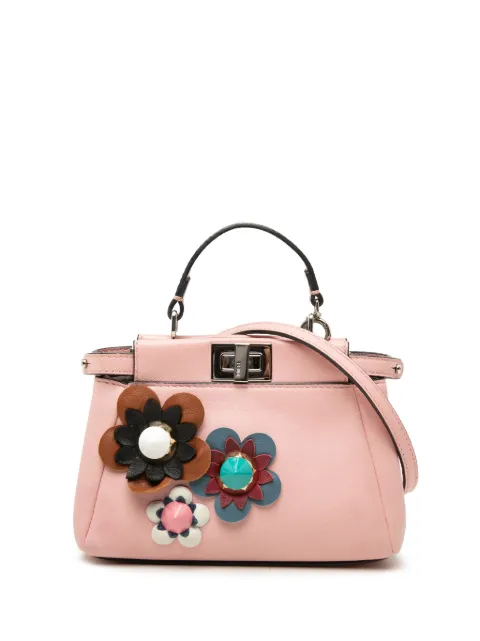 Fendi Pre-Owned 2016 Micro Leather Flowerland Peekaboo satchel Pink BWU0EX01DUIACKOW