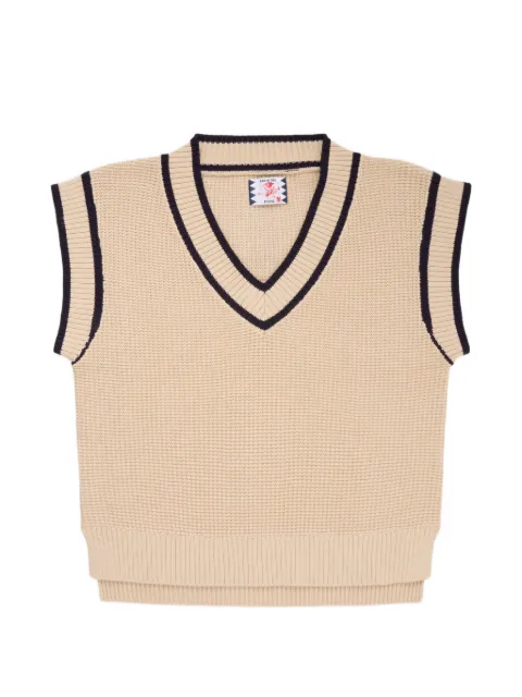SON OF THE CHEESE stripe-trim V-neck vest Neutrals SC2510KN01