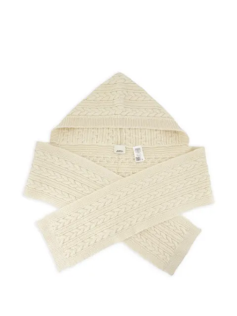 ISABEL MARANT Honorine cable-knit hodded scarf Neutrals EC150MFAD3D04A
