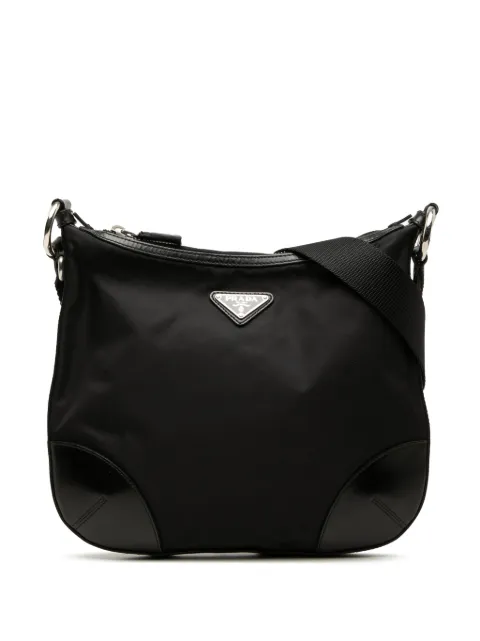 Prada Pre-Owned 2013-2026 Leather Trimmed Tessuto Zip Top crossbody bag Black J936GAEDSXQT08ZG