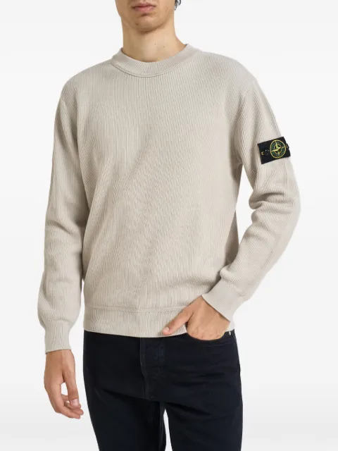 Stone Island logo-patch ribbed sweater Neutrals L1S155100154S00D8
