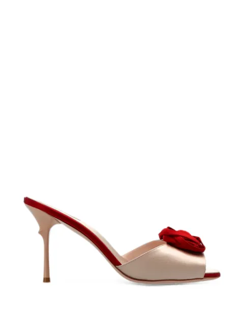 Roger Vivier floral-applique satin mules Neutrals RVW79643840UVM0