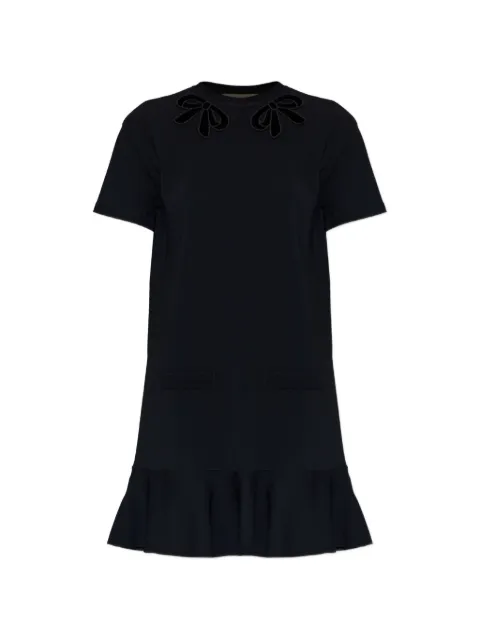 Valentino Garavani bow-appliqué knitted mini dress Black BKD15ZAC6