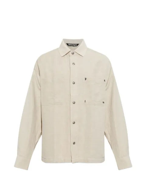 Palm Angels logo-embroidered patch-pocket shirt Neutrals PAMGE005FB001