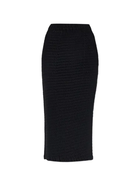 Issey Miyake pleated-effect side-slit midi skirt Black IM66FG6100