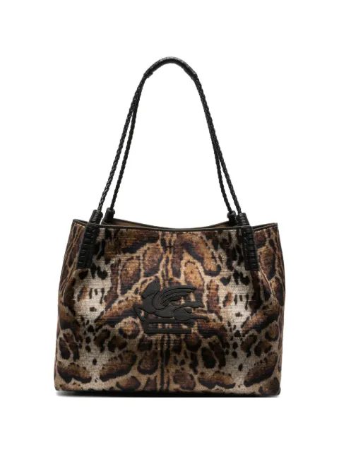 ETRO Libra leopard-print velvet tote bag Brown WP1D0028AK18I