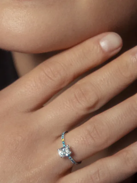 SOLO for diamonds radiant-cut diamond ring Silver S00861