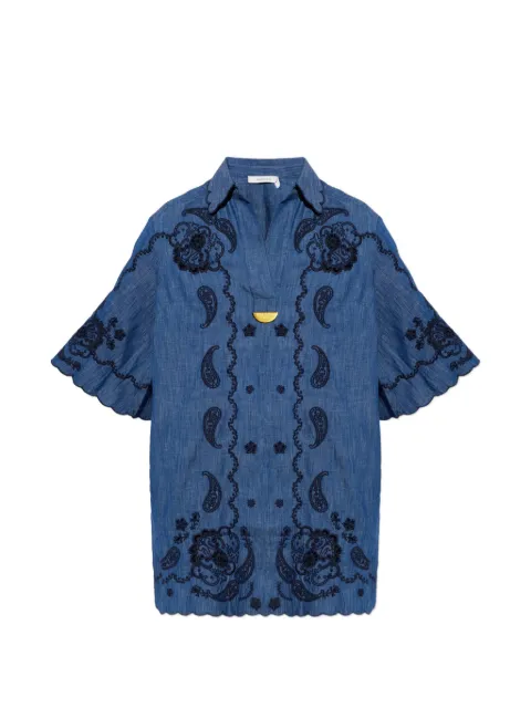 ZIMMERMANN embroidered denim mini dress Blue 8359DSS2610