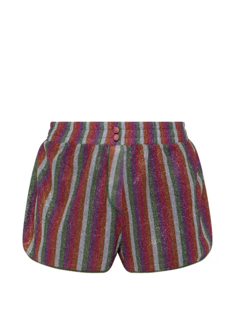 Oséree striped lurex-thread mini shorts Purple LRF235PRINTEDLUREX