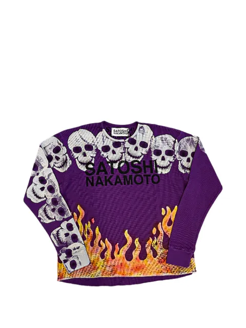 SATOSHI NAKAMOTO Lost Boy skull-print sweatshirt Purple SAT041