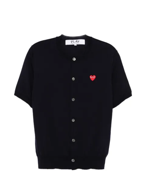 Comme Des Garçons Play Kids heart-patch short-sleeve cardigan Blue DAXN0950512