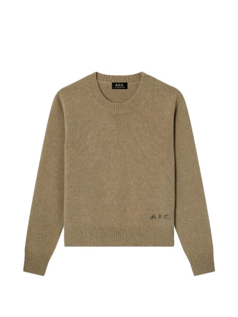 A.P.C. logo-embroidered wool sweater Neutrals WOASWF23498