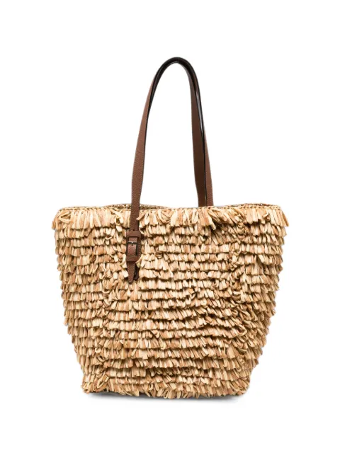 Valextra fringed raffia-effect tote bag Neutrals WBNL0058810TOC99MGMCC