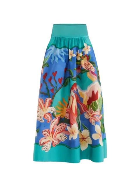 FARM Rio Garden of Life midi skirt Blue 360775