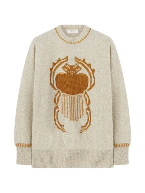 RETORI Resilient Crewneck beetle-intarsia sweater Neutrals 01WKNTO012WI01