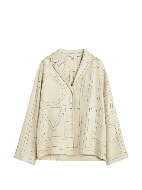 TOTEME Monogram-print silk top Neutrals 213755707