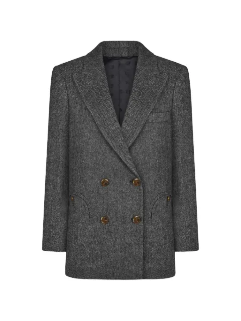 Blazé Milano Everyday herringbone double-breasted blazer Black BZEBD19JLI