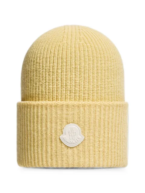 Moncler logo-patch beanie hat Yellow L20933B00026M4281