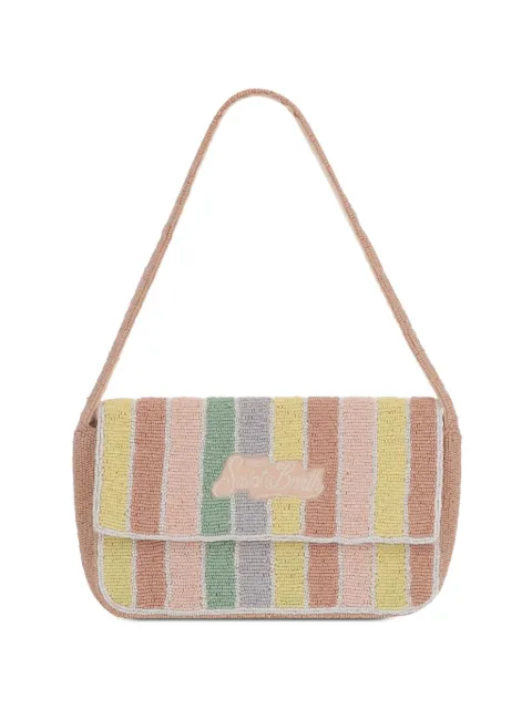 MC2 Saint Barth bead-embellished striped shoulder bag Neutrals PERL003