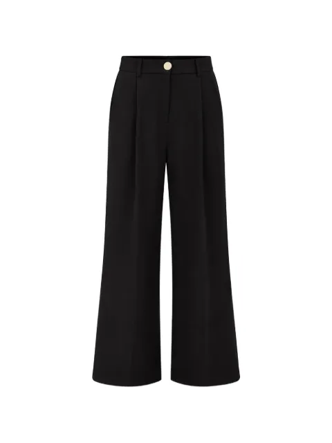 Armani Exchange pleated crepe-texture high-waisted trousers Black XW001949AF2
